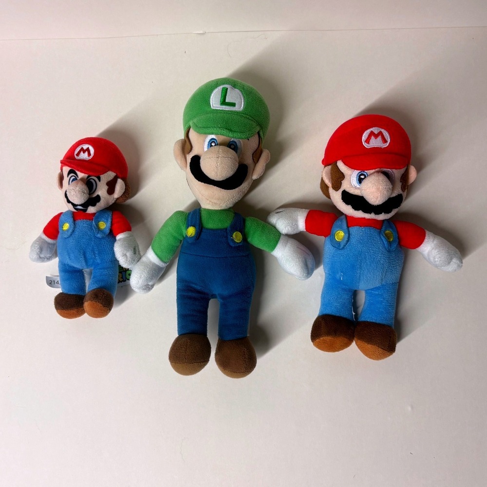 3 Nintendo Super Mario Bros Plush Mario Luigi Little Buddy San-ei Figures